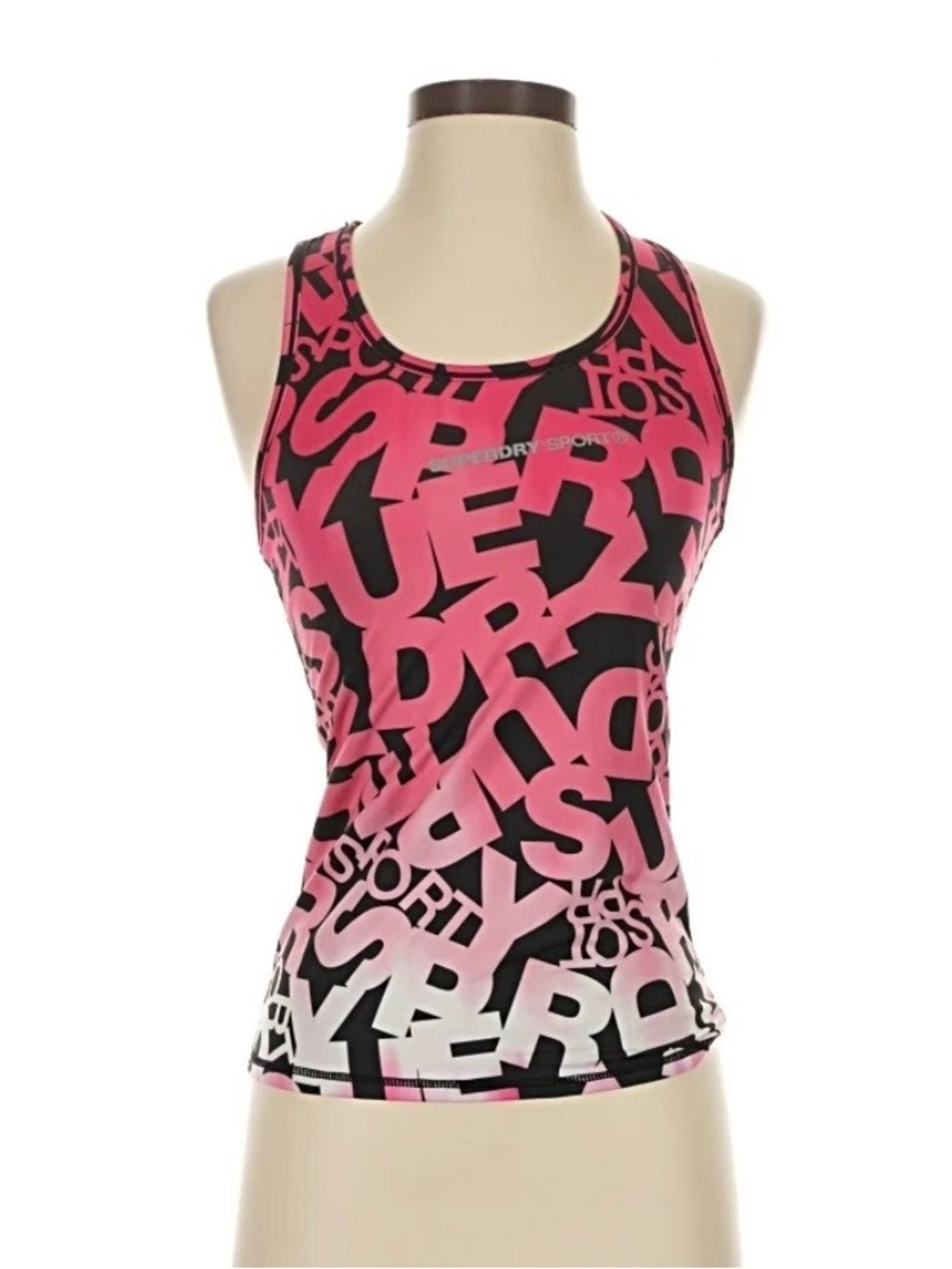 Superdry TECH Pink and Black Graphic Racerback Tank SZ XS